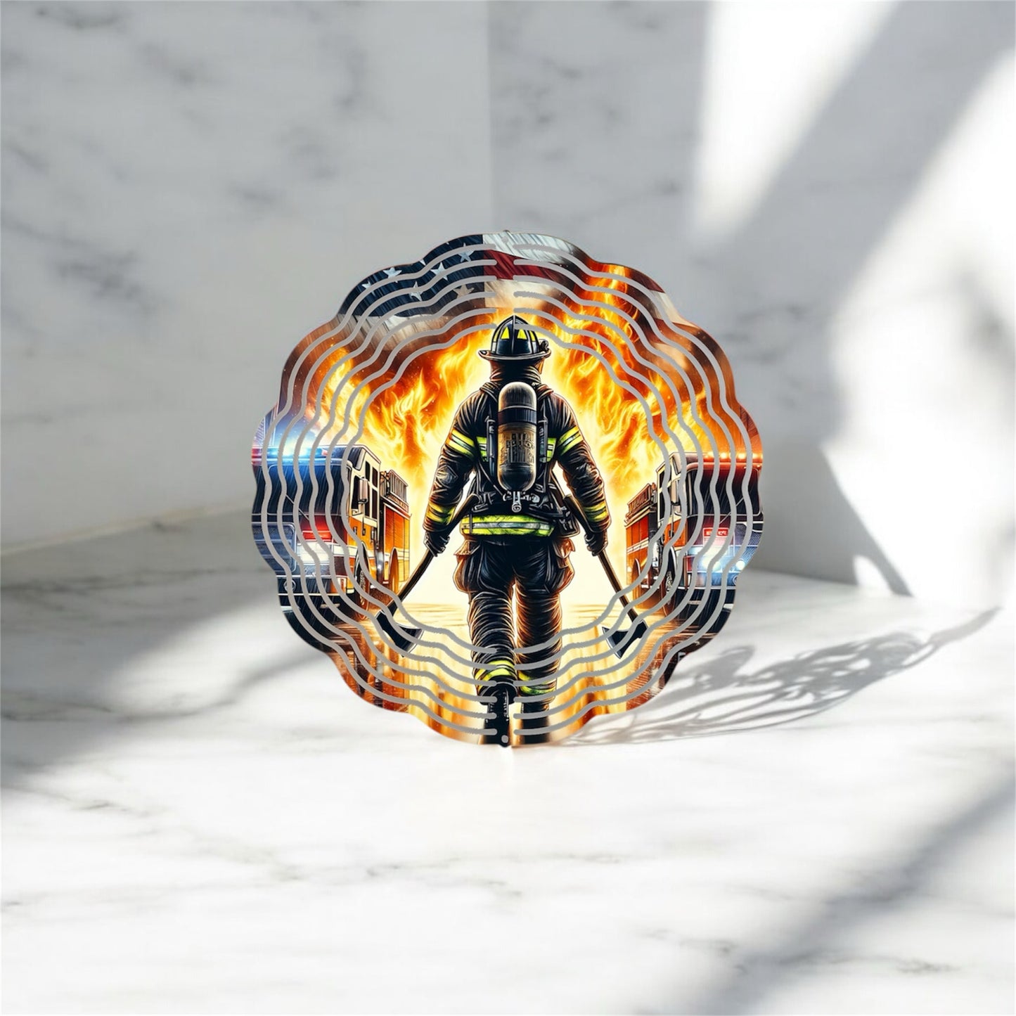 Firefighter Flames Wind Spinner