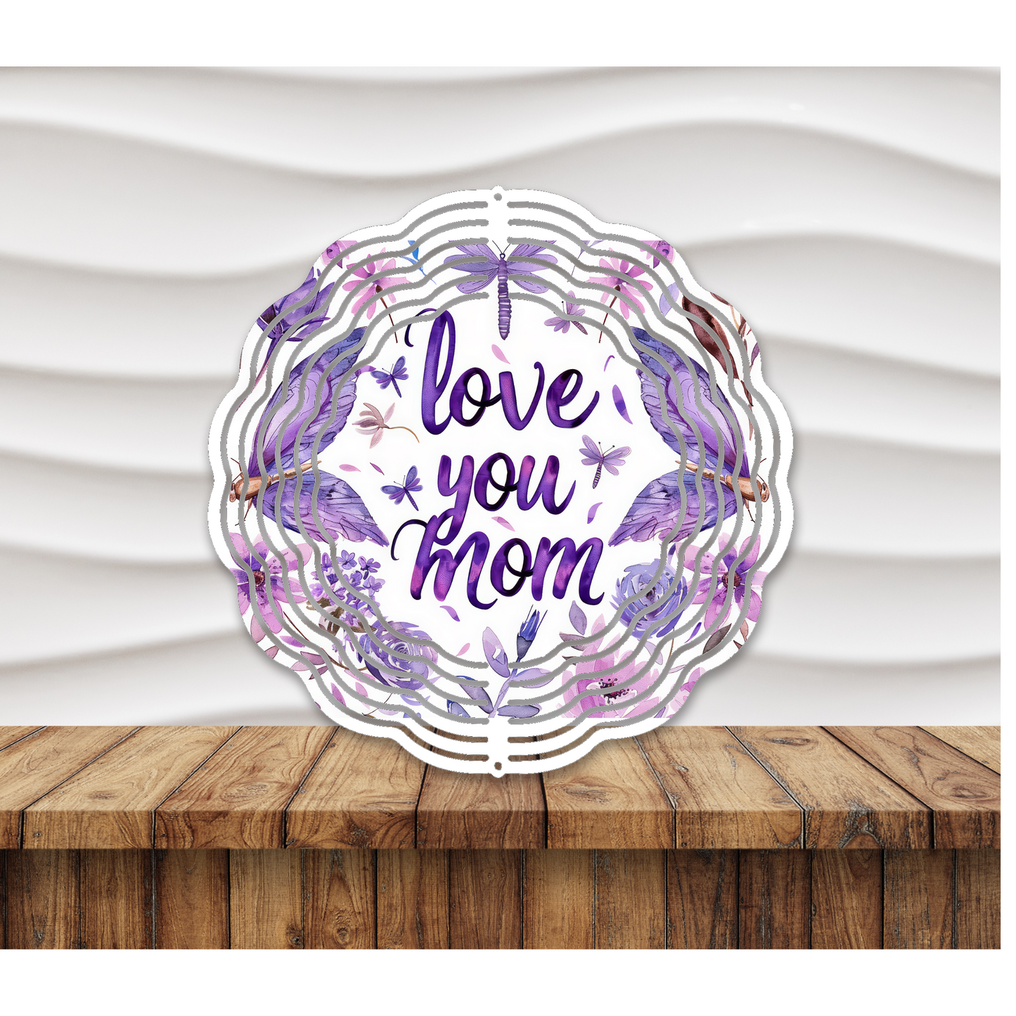 I Love You Mom Purple Wind Spinner