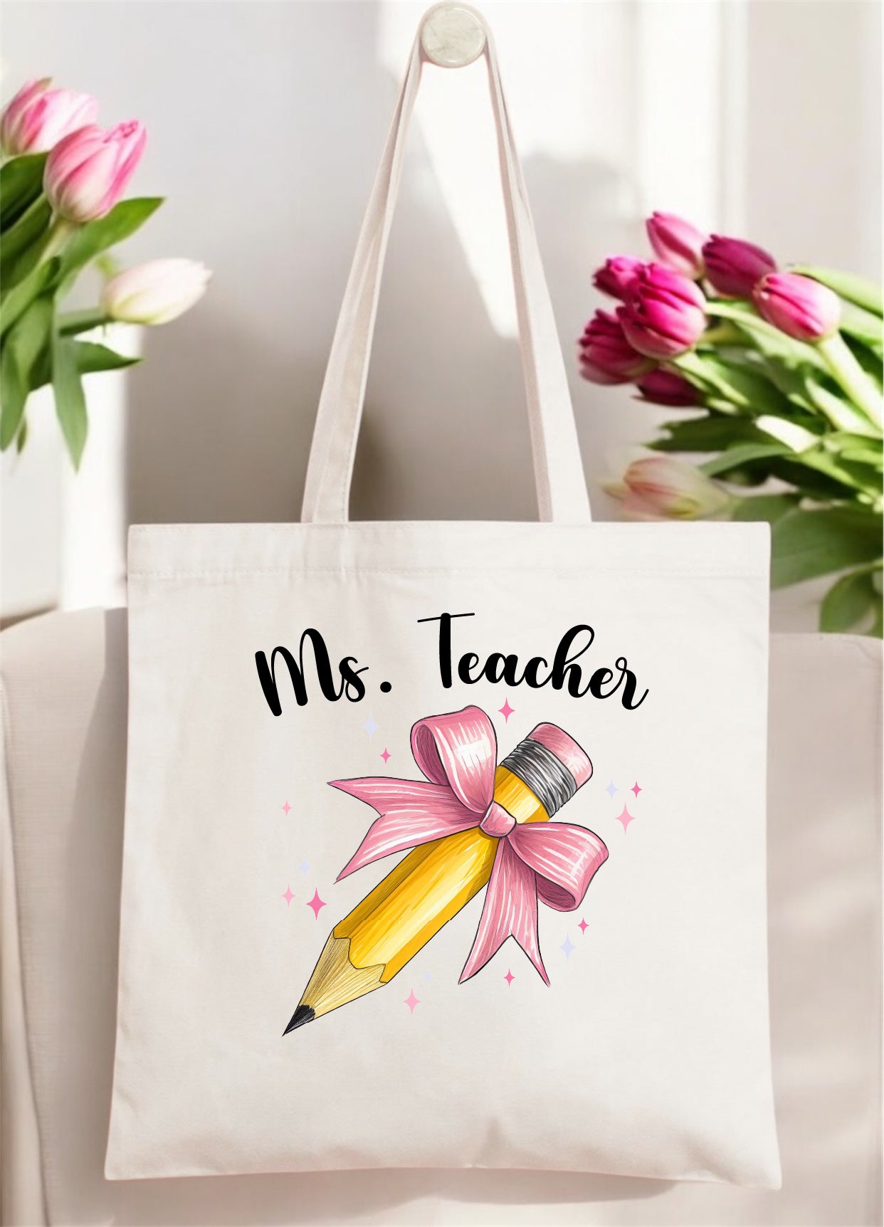 Pencil Bow Teacher Tote_2