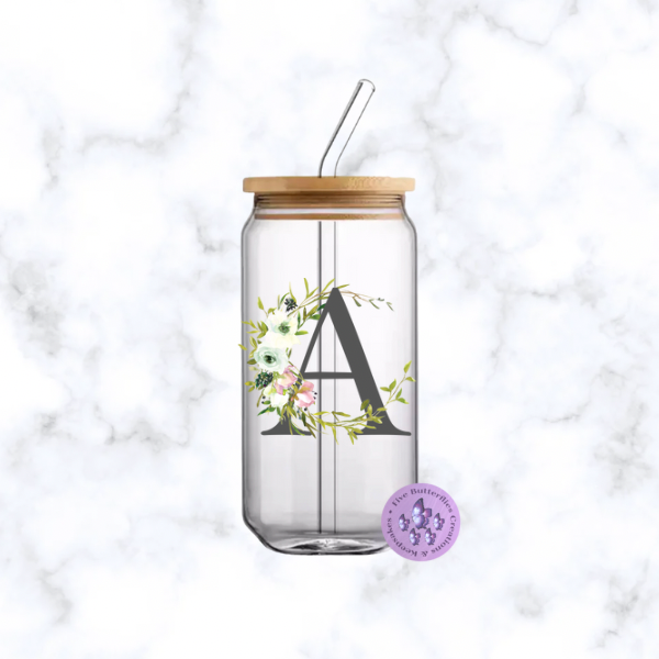 Gray Initial Glass Can