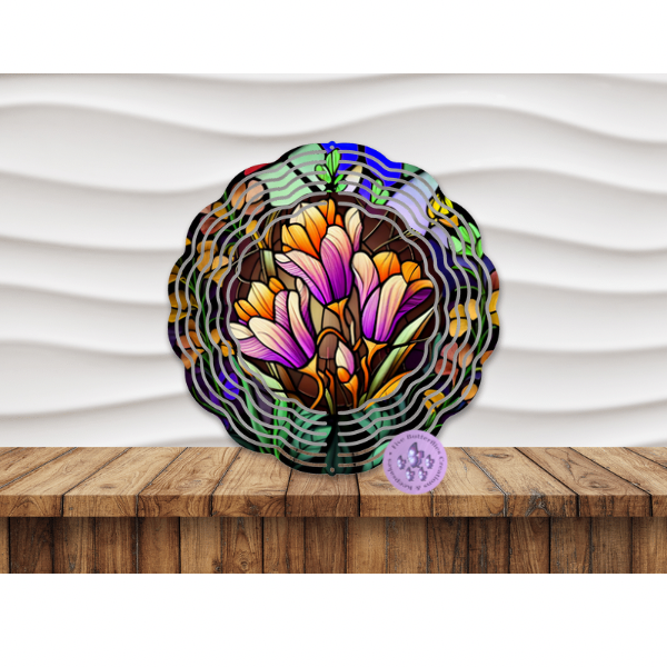 8” Crocus Stained Glass (C) Wind Spinner w/Swivel Hook