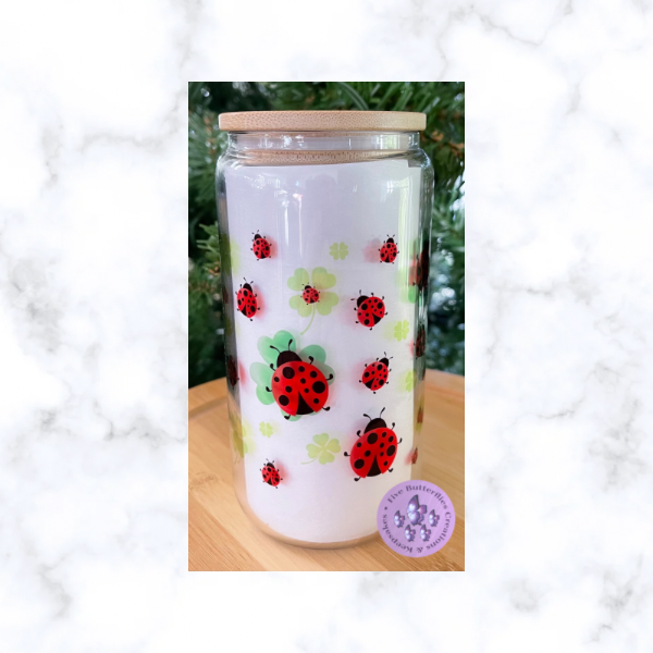 Ladybugs Glass Can