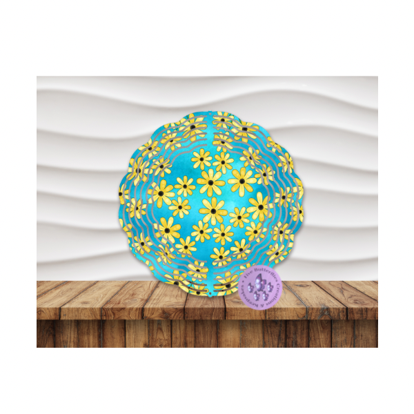 8” Yellow Daisies Wind Spinner w/Swivel Hook