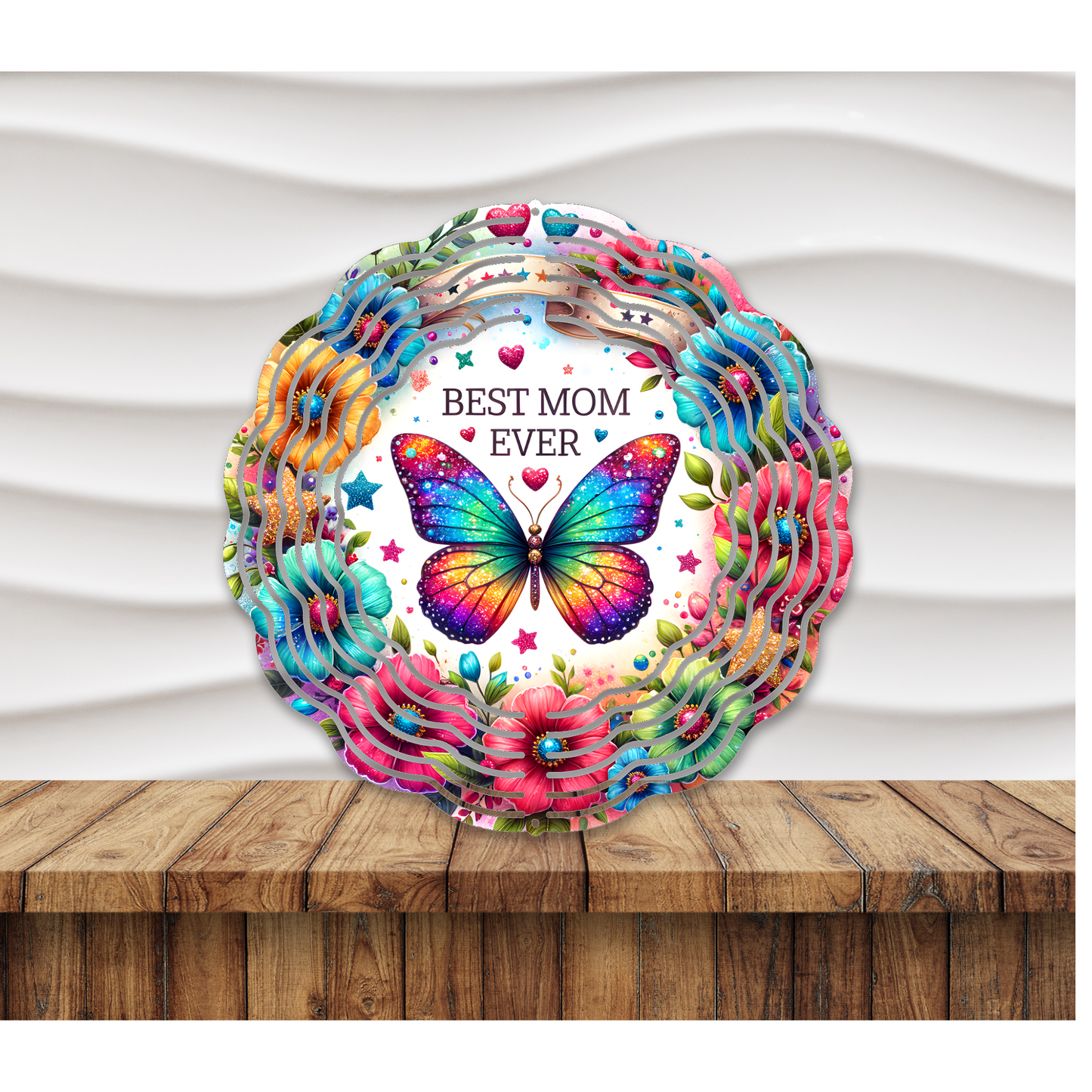 Best Mom Ever_Flowers & Butterfly Wind Spinner