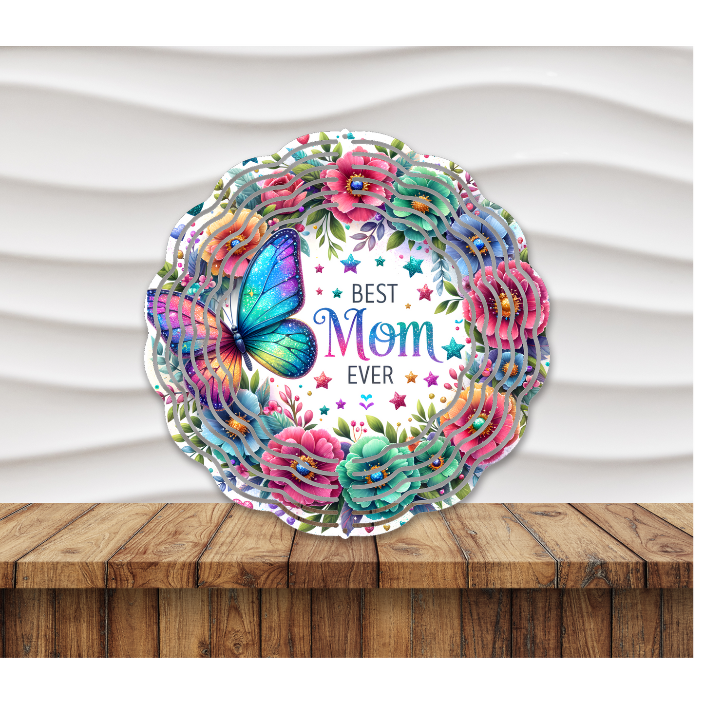 Best Mom Ever_Flowers & Butterfly 2 Wind Spinner