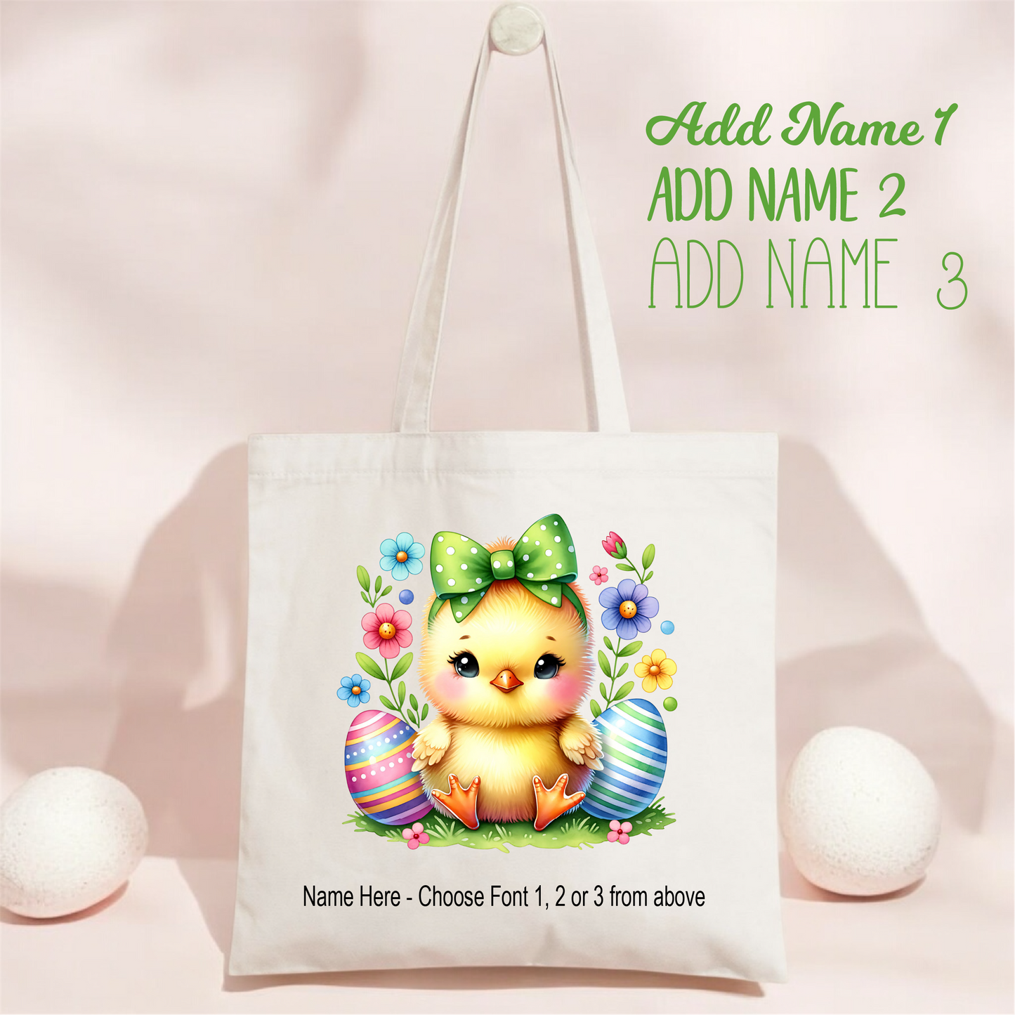 Easter Tote_Chick Green Bow CHICK_6