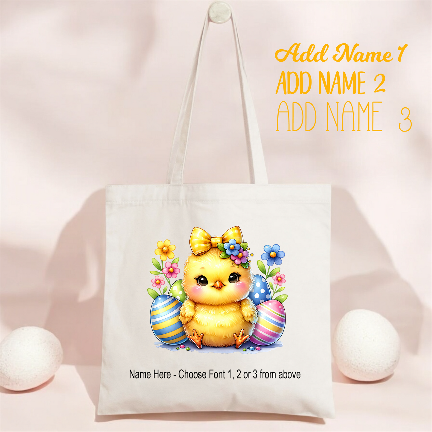 Easter Tote_Chick Yellow Bow CHICK_2