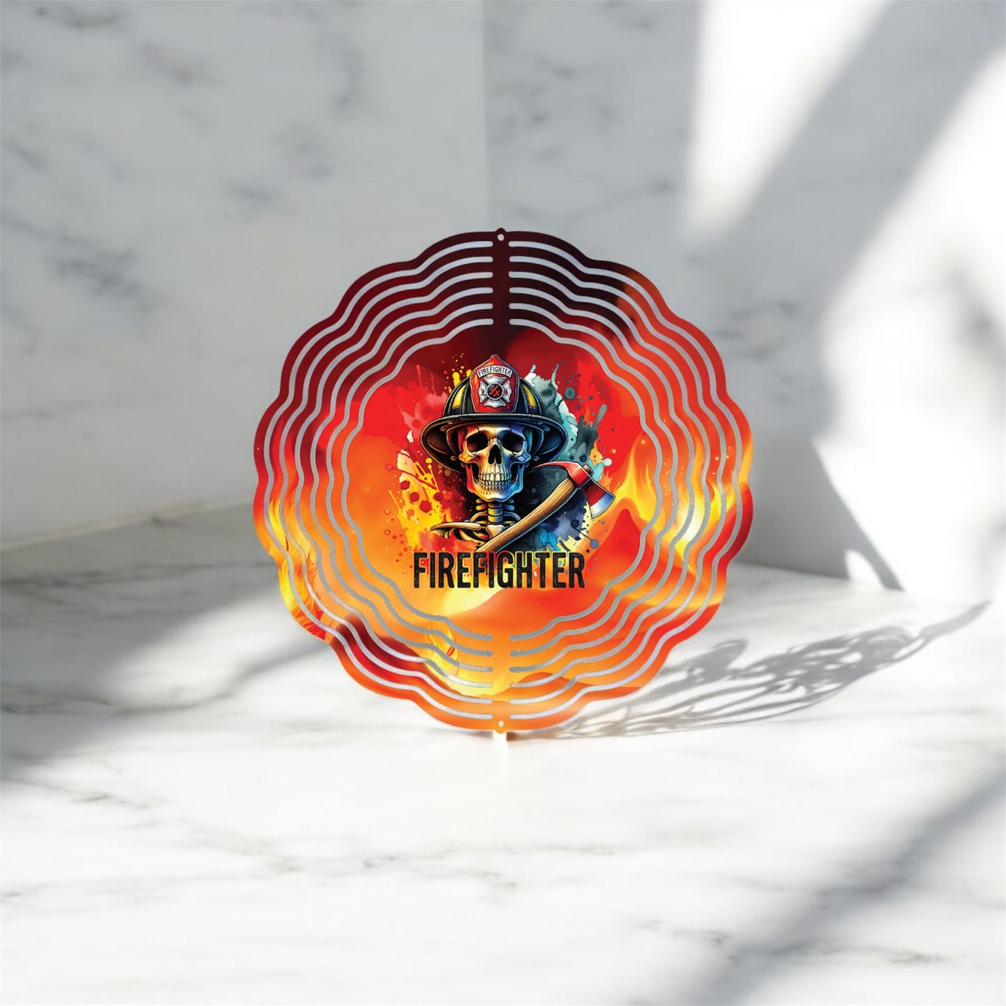 Firefighter Skull Wind Spinner