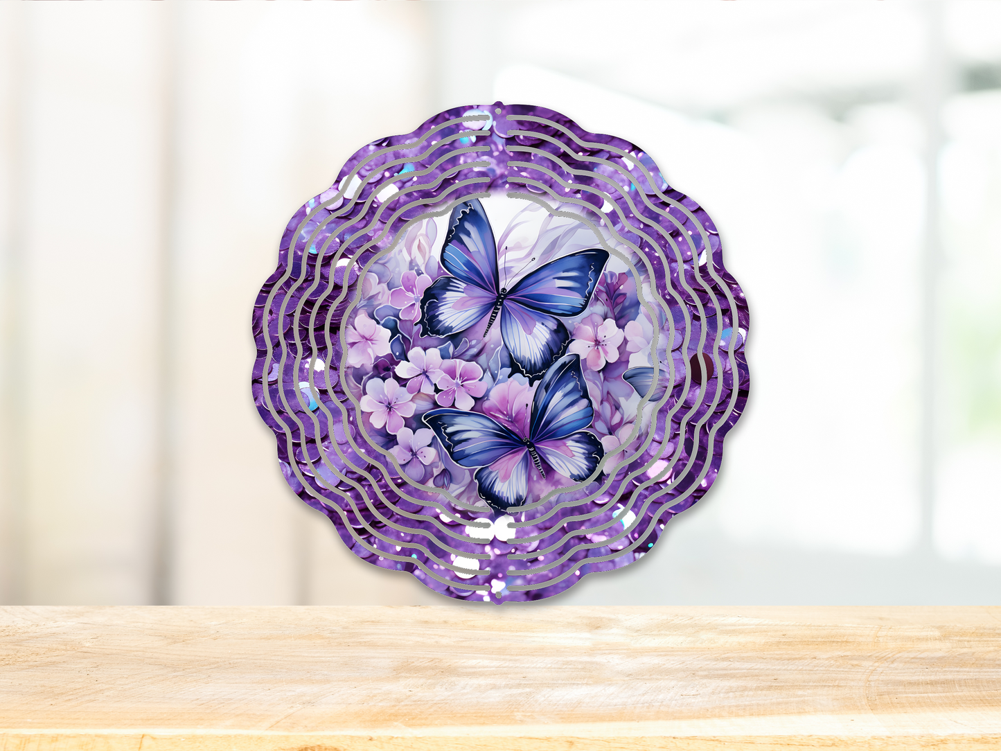 Purple Butterflies Wind Spinner