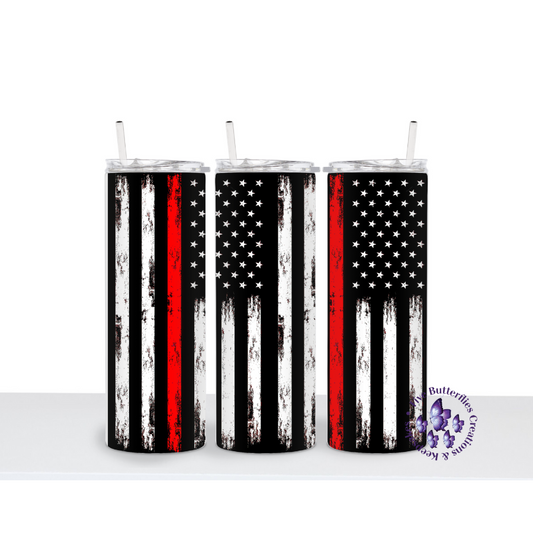 Red Line Distressed Flag