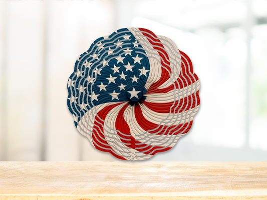 Swirled American Flag Wind Spinner