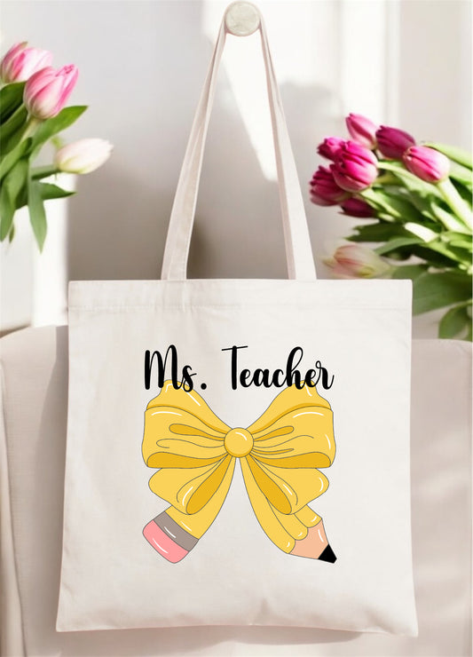 Pencil Bow Teacher Tote_3