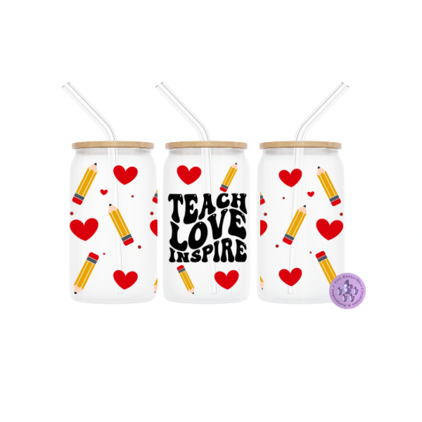 Teach Love Inspire Glass Can