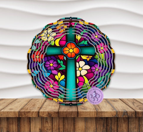 8” Bright Colorful Cross Wind Spinner w/swivel hook
