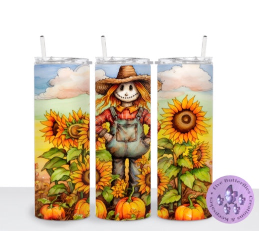 Watercolor Scarecrow Fall Tumbler