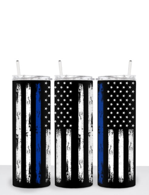 Blue Line Distressed Flag