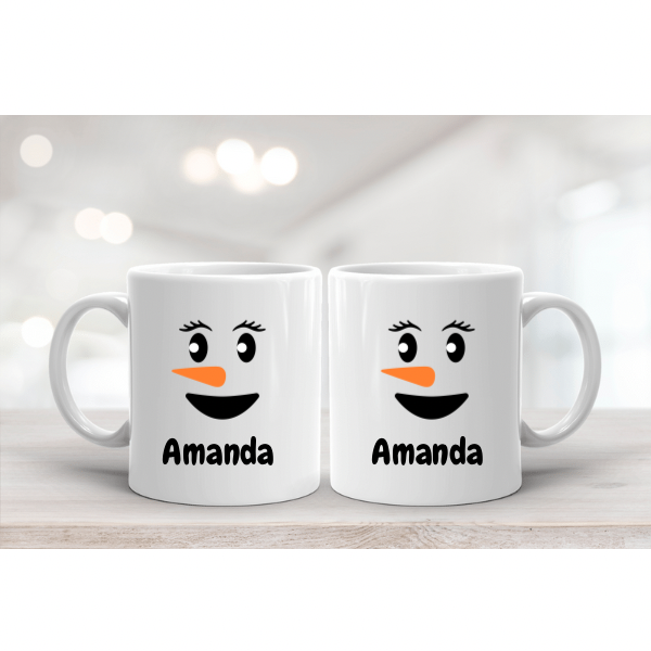 11 oz. Snowgirl Face Mug with name