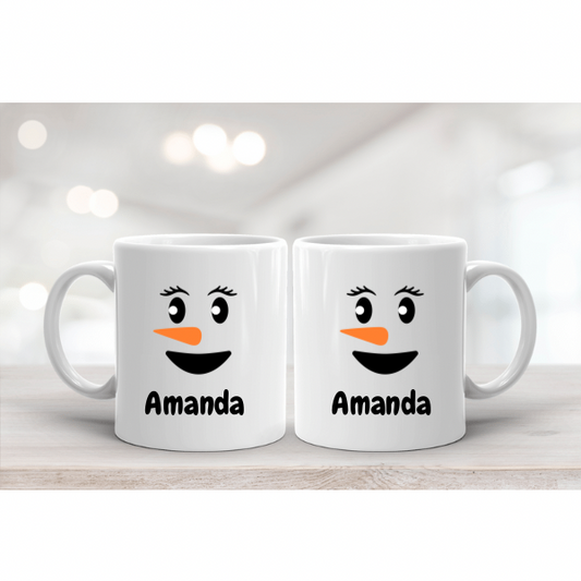 11 oz. Snowgirl Face Mug with name