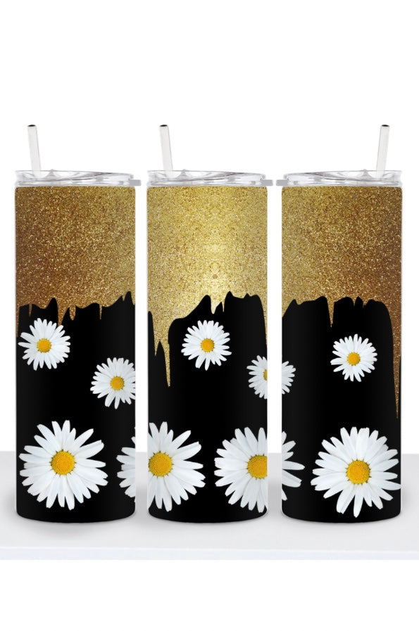 Daisy_black w/gold glitter drip