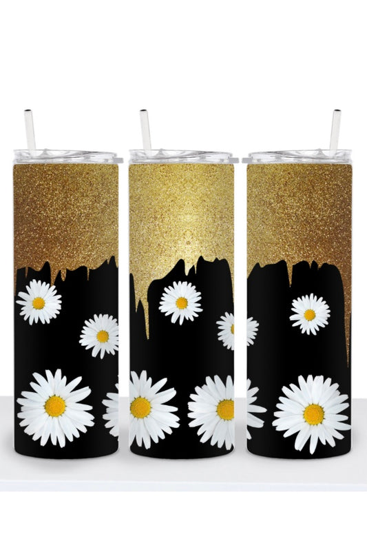Daisy_black w/gold glitter drip