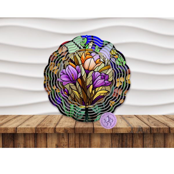 8” Crocus Stained Glass (E) Wind Spinner w/Swivel Hook
