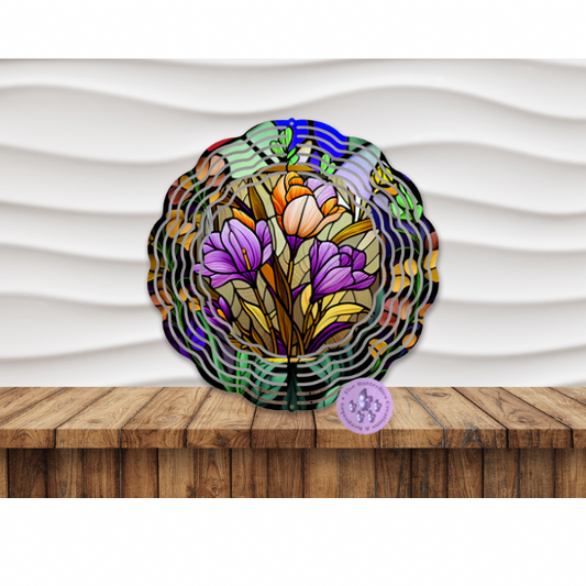 8” Crocus Stained Glass (E) Wind Spinner w/Swivel Hook