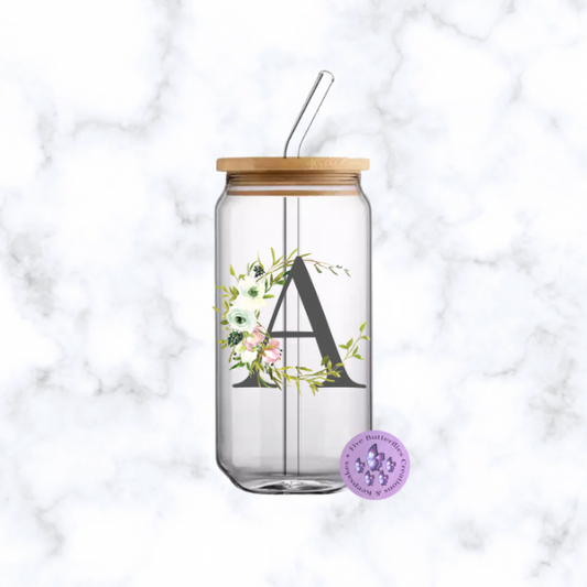 Gray Initial Glass Can