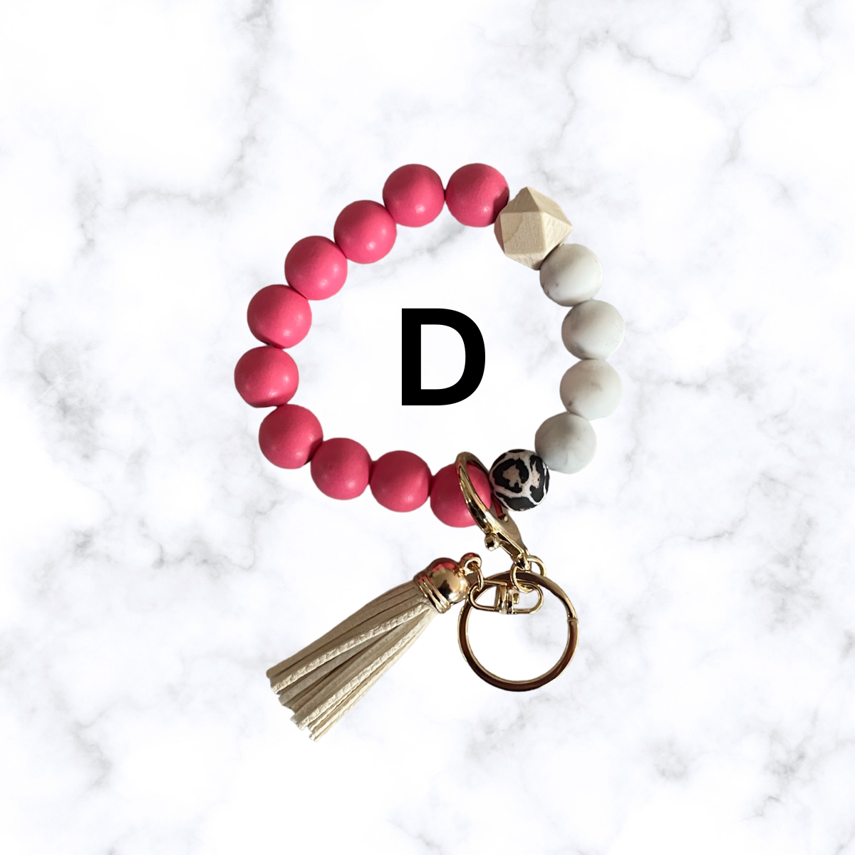 Beaded Wristlet Keychain w/double sided aluminum disk