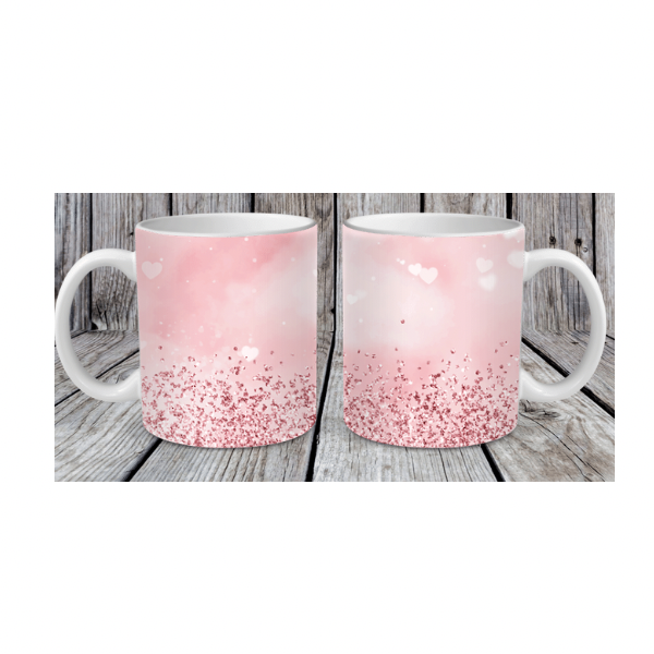 Pink Hearts & Glitter Mug