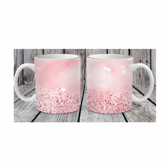 Pink Hearts & Glitter Mug