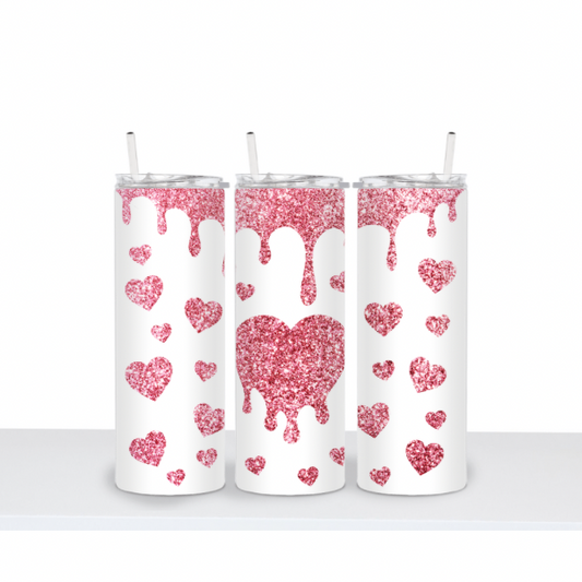 Pink Heart Glitter Drip