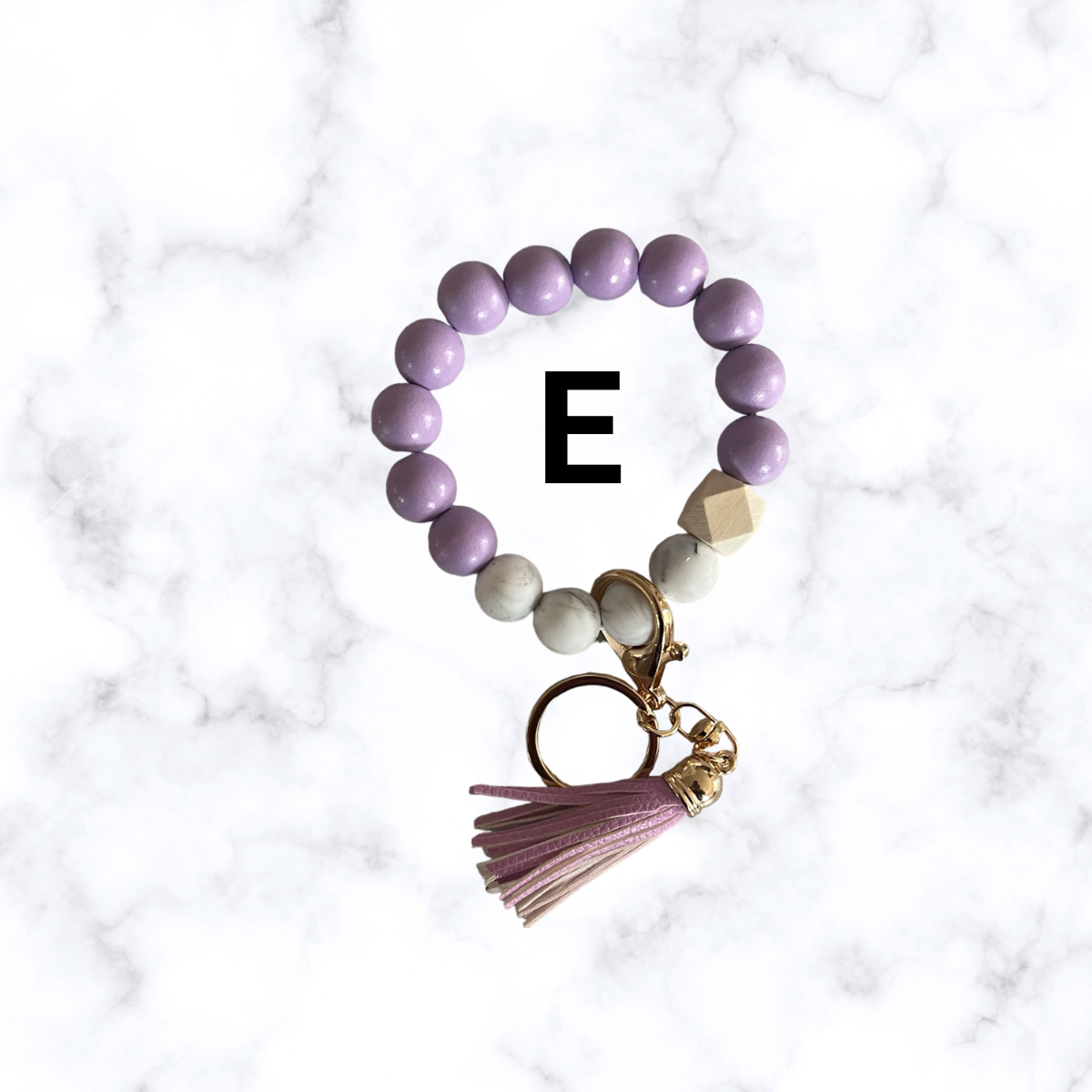 Beaded Wristlet Keychain w/double sided aluminum disk