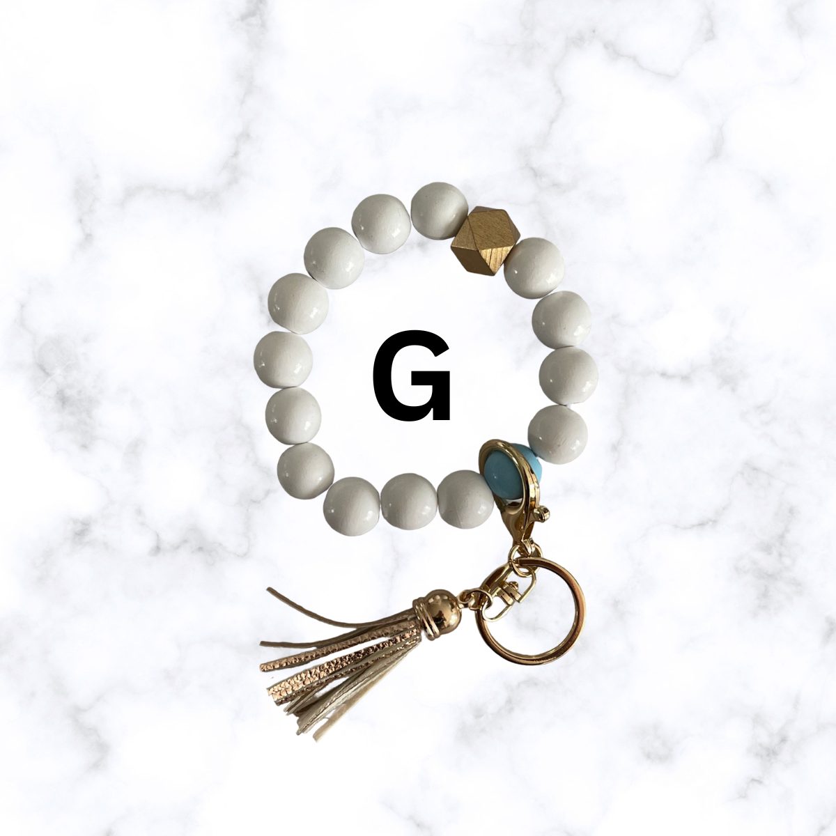 Beaded Wristlet Keychain w/double sided aluminum disk