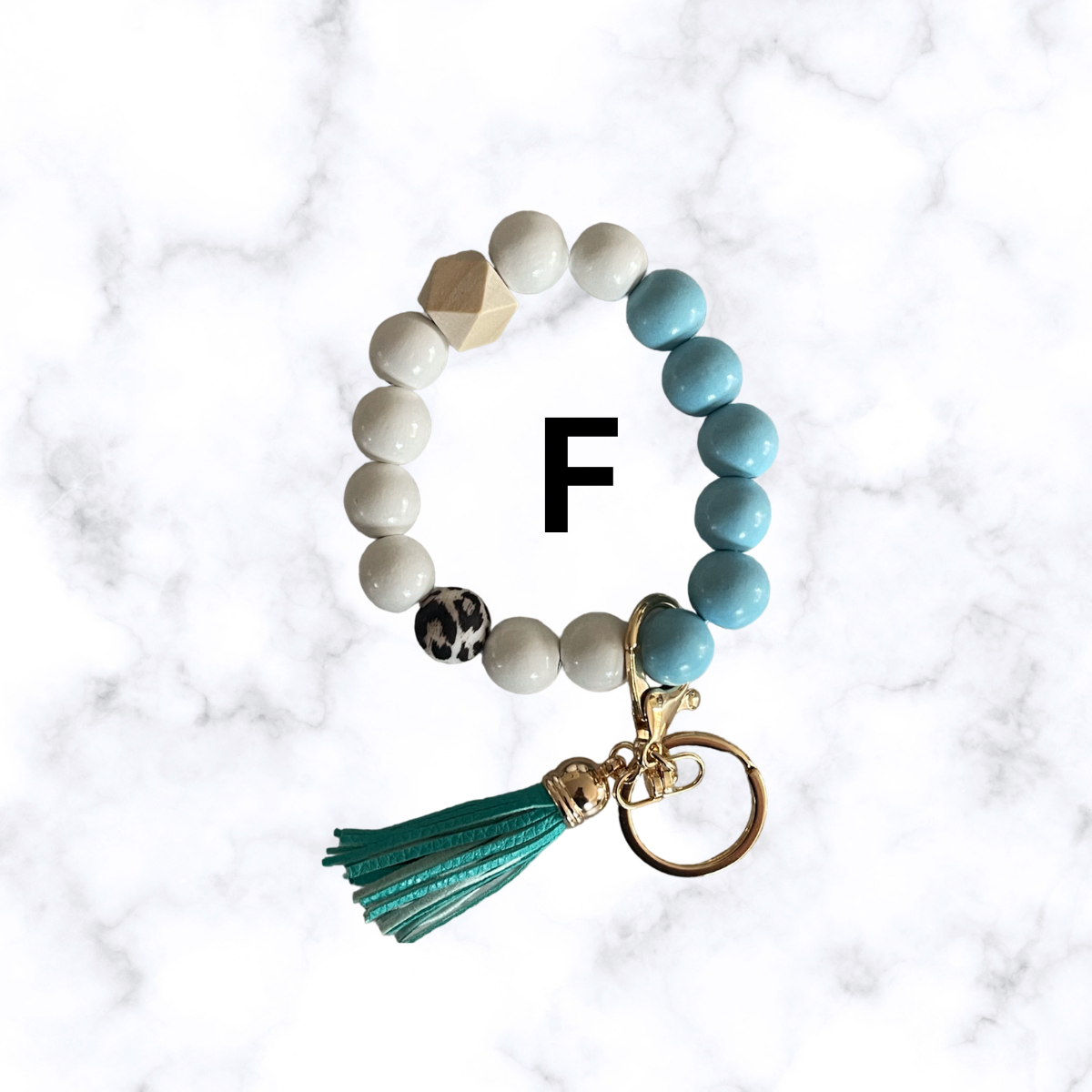 Beaded Wristlet Keychain w/double sided aluminum disk