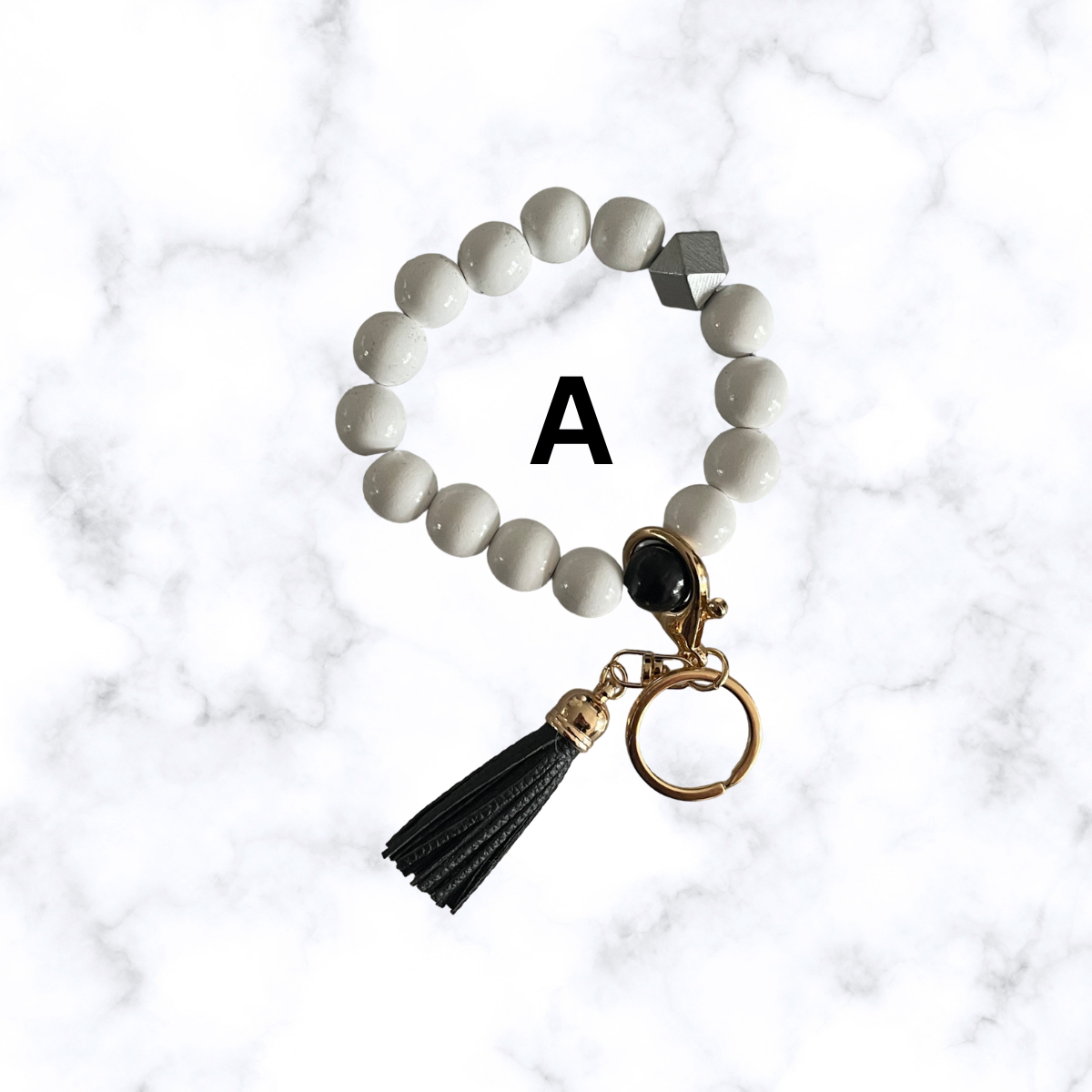 Beaded Wristlet Keychain w/double sided aluminum disk
