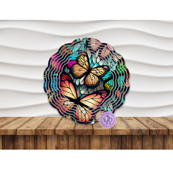 8” Butterfly Stained Glass (A) Wind Spinner w/Swivel Hook