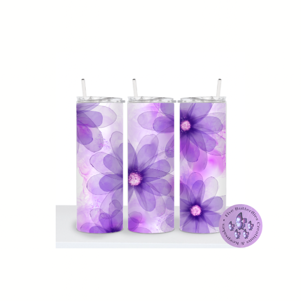 Purple Watercolor FlowersTumbler