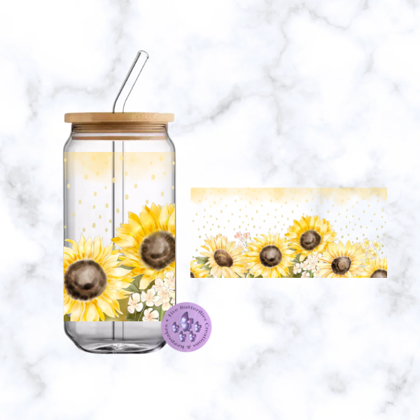 Sunflowers Glass Can