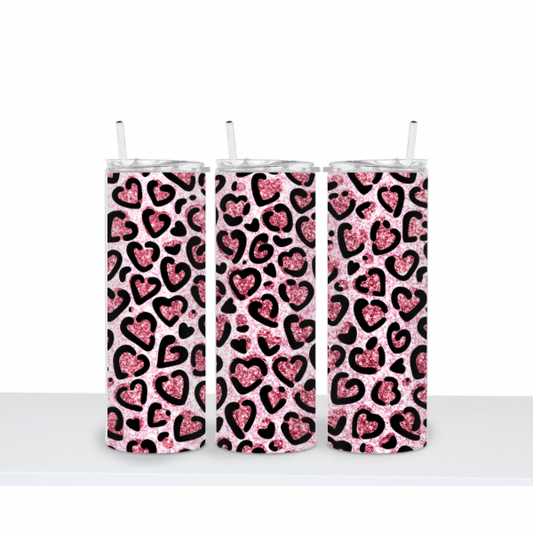 Pink Glitter Leopard Hearts