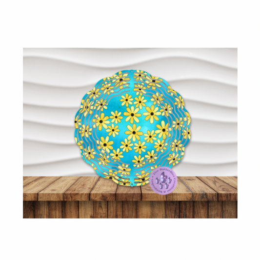 8” Yellow Daisies Wind Spinner w/Swivel Hook