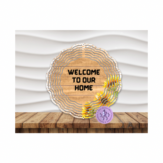 8” Welcome to our Home Wind Spinner w/Swivel Hook