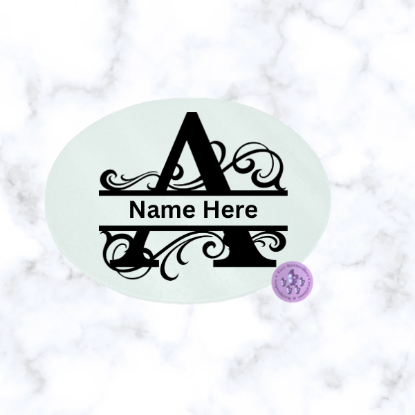 Monogram Round Glass Cutting Board 8”