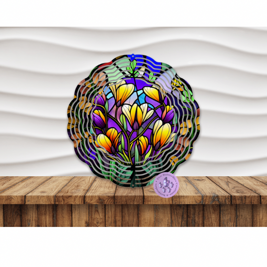8” Crocus Stained Glass (A) Wind Spinner w/Swivel Hook