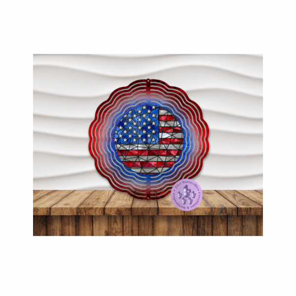 8”  American Flag Wind Spinner w/Swivel Hook
