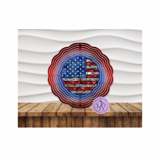 8”  American Flag Wind Spinner w/Swivel Hook