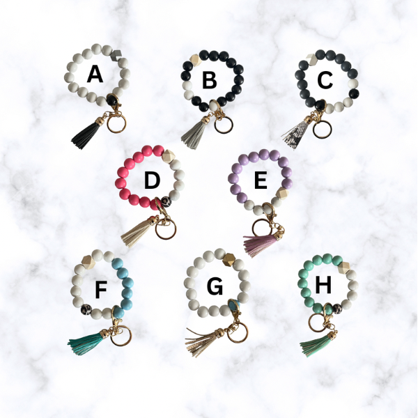 Beaded Wristlet Keychain w/double sided aluminum disk