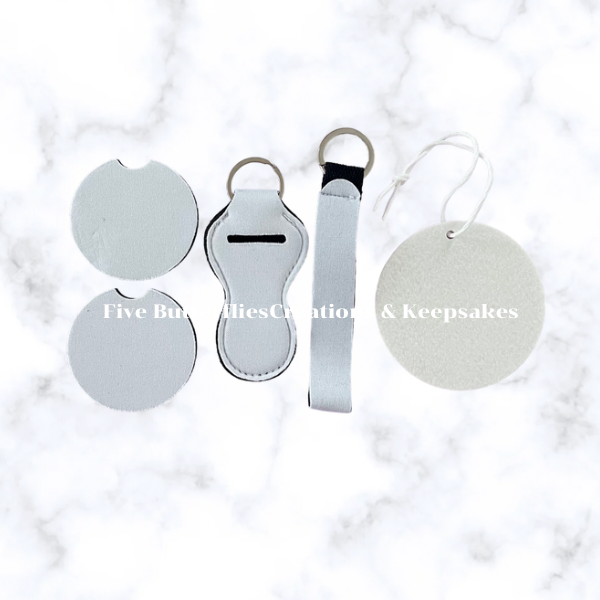 Car Set_Exeter (2 car coasters, lip balm holder, keychain & air freshener)