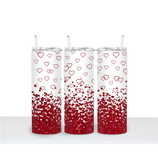 Red Hearts - Red Glitter