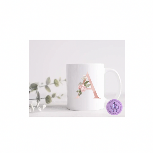 Blush Floral Initial Mug